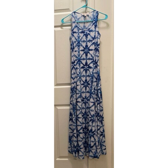 Michael‎ Kors Glazed Tile Tie Dye Maxi Dress Royal Blue & White Women's X-Small - Picture 1 of 6